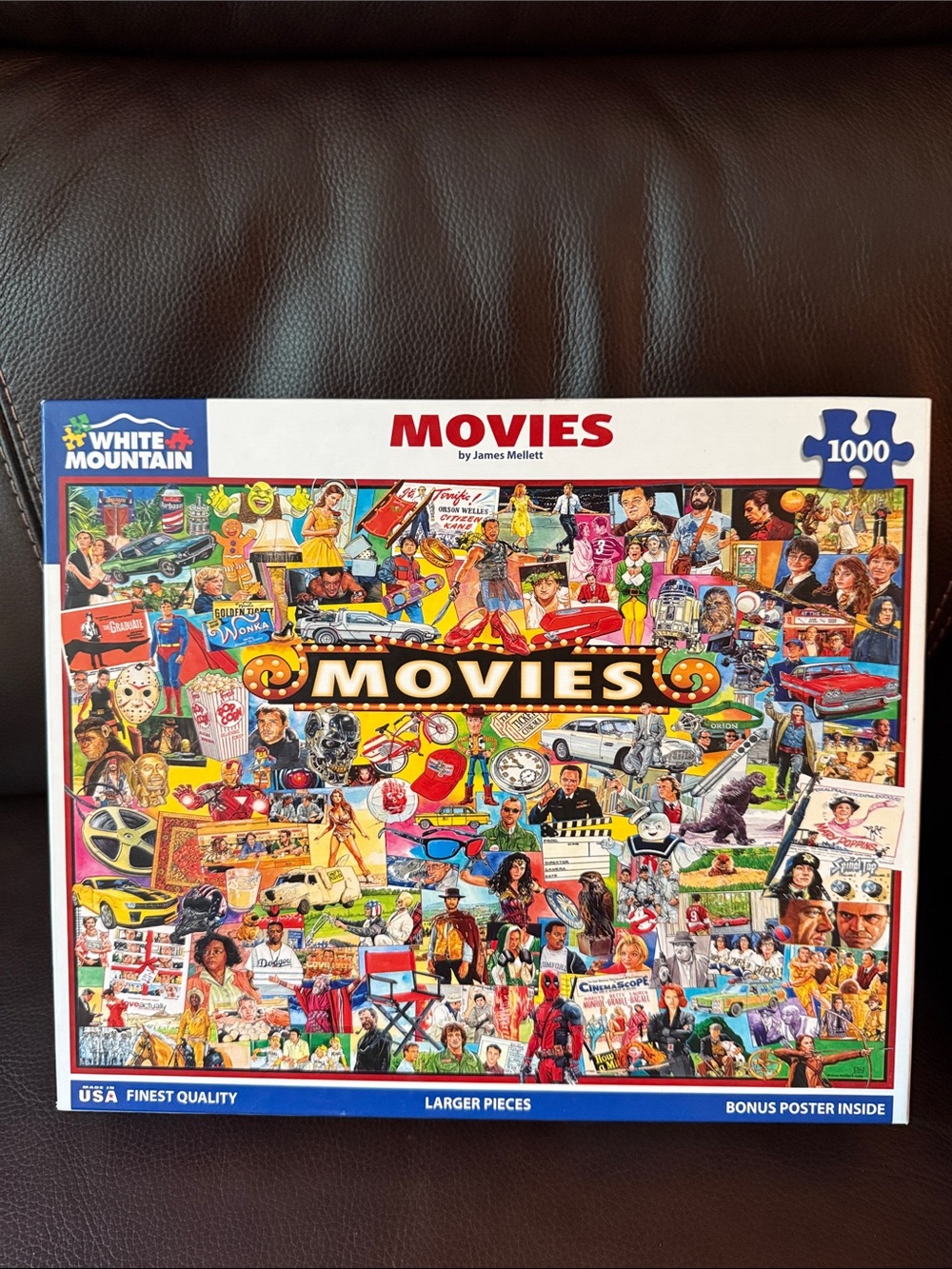 White Mountain Movies Collage Puzzle. 1000 pieces.  Excellent condition. Poster
